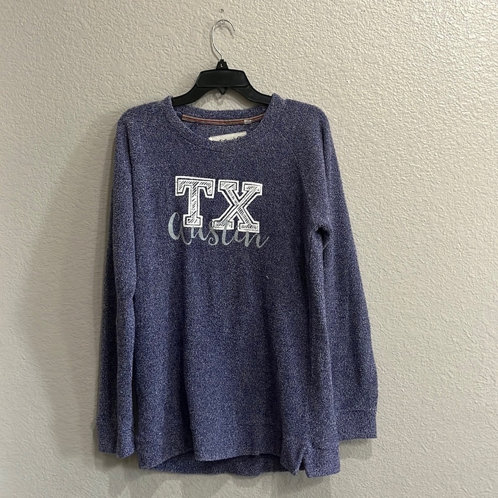 Royce Comfy Terry Austin Texas Purple Pullover sweater Size Large